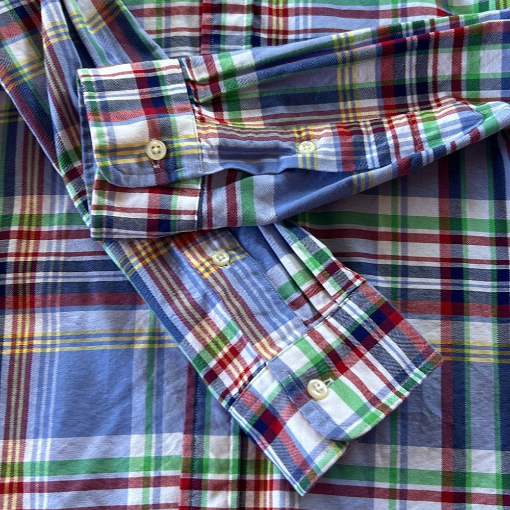 Polo Ralph Lauren Long Sleeve Button Oxford Madras Multicolor Plaid Shirt Sz M - Picture 8 of 10